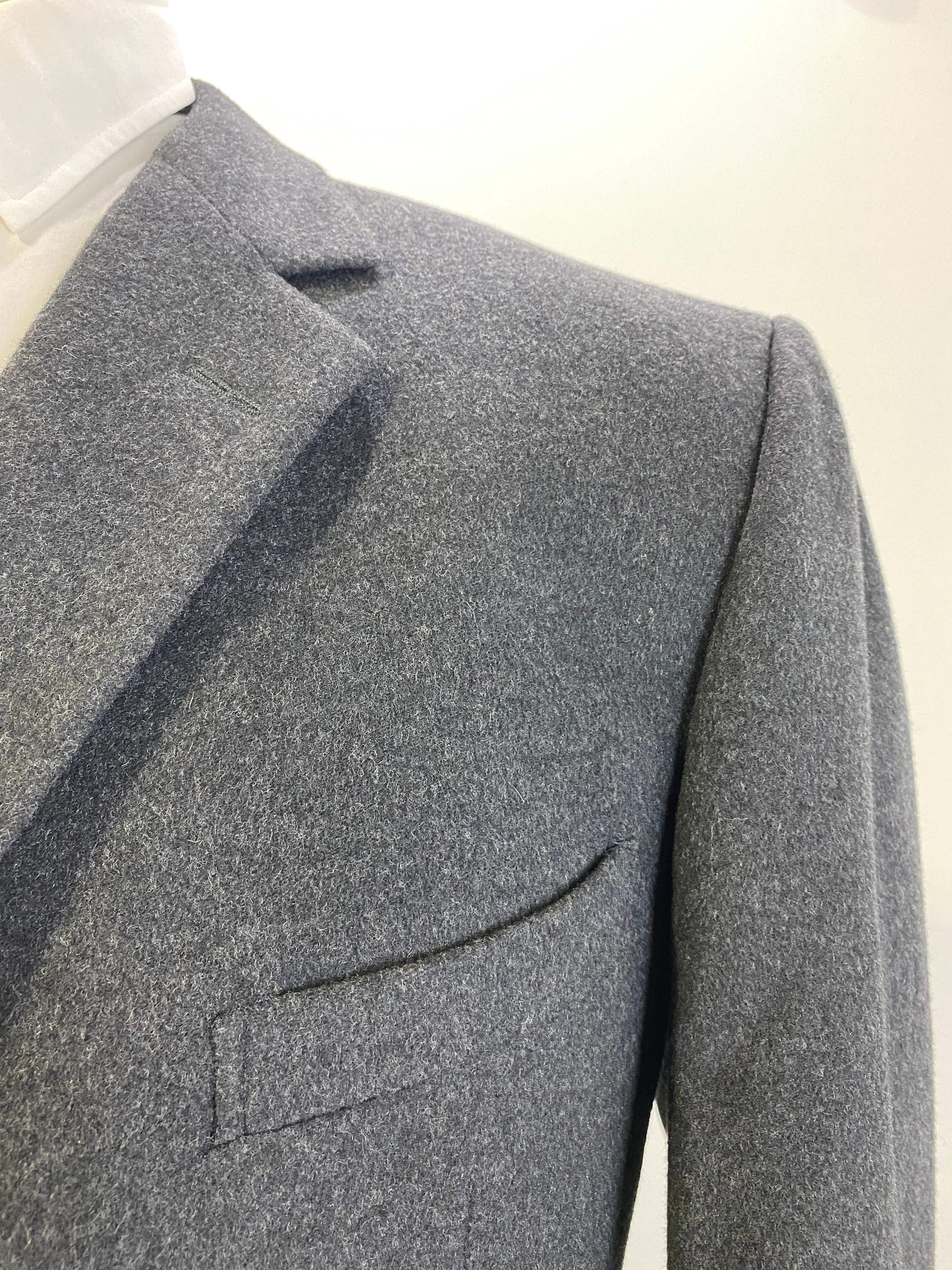 1980s Vintage Dark Grey Wool Men's Blazer, Bolgheri Jacket, L-XL