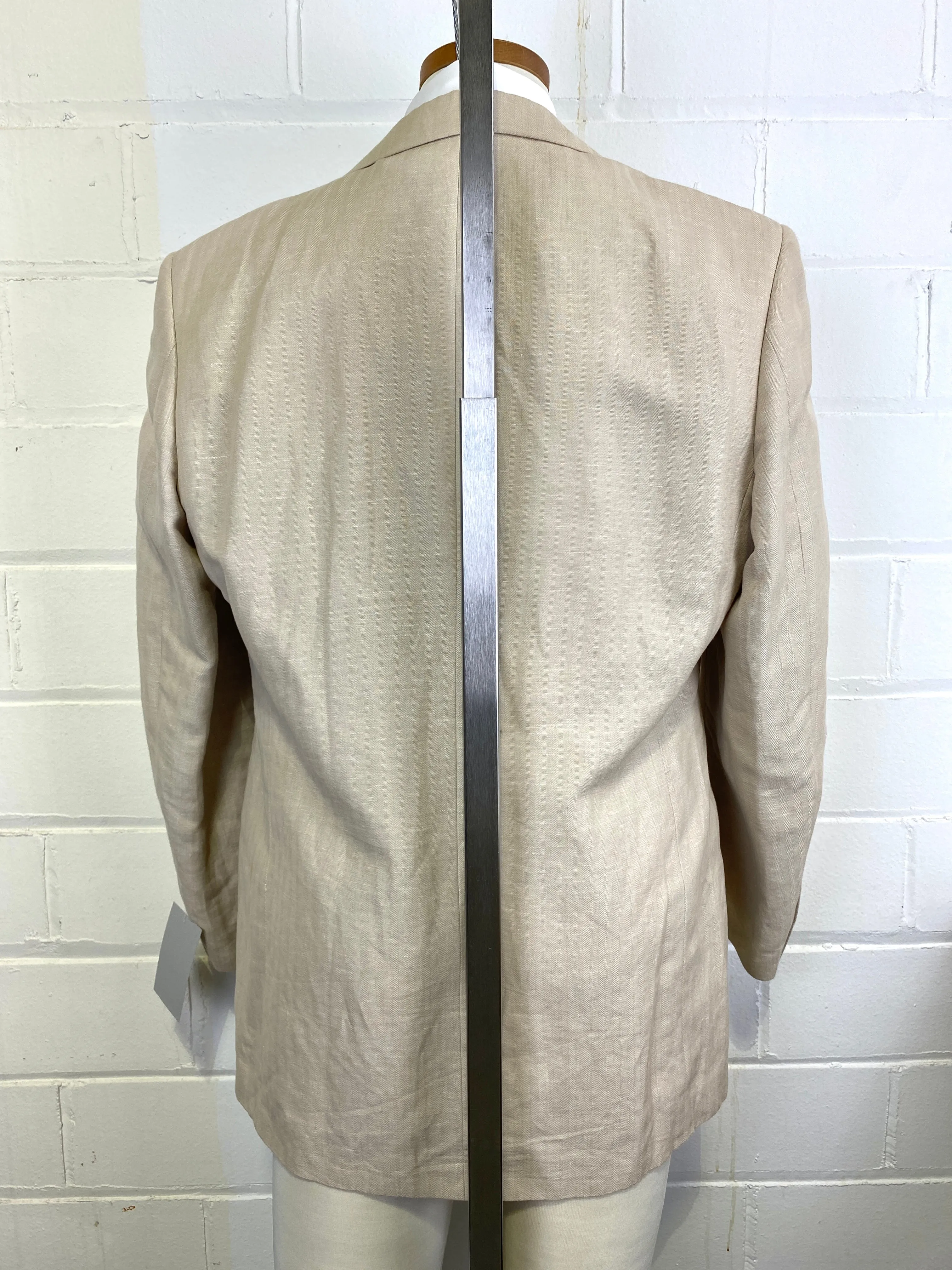 2000s Men's Beige Linen/ Cotton Herringbone Blazer, Axcess Jacket, C44T