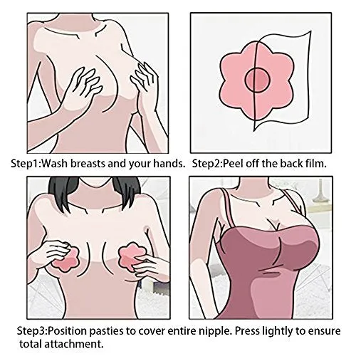 30 Pairs Nipple Breast Covers, Sexy Breast Pasties Adhesive Bra Disposable with 3 Round Beige