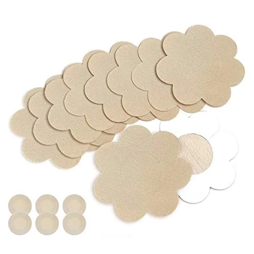 30 Pairs Nipple Breast Covers, Sexy Breast Pasties Adhesive Bra Disposable with 3 Round Beige