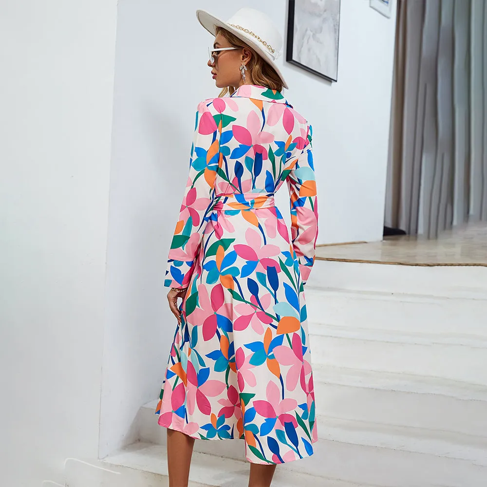 A-line Printing Design Midi Dress