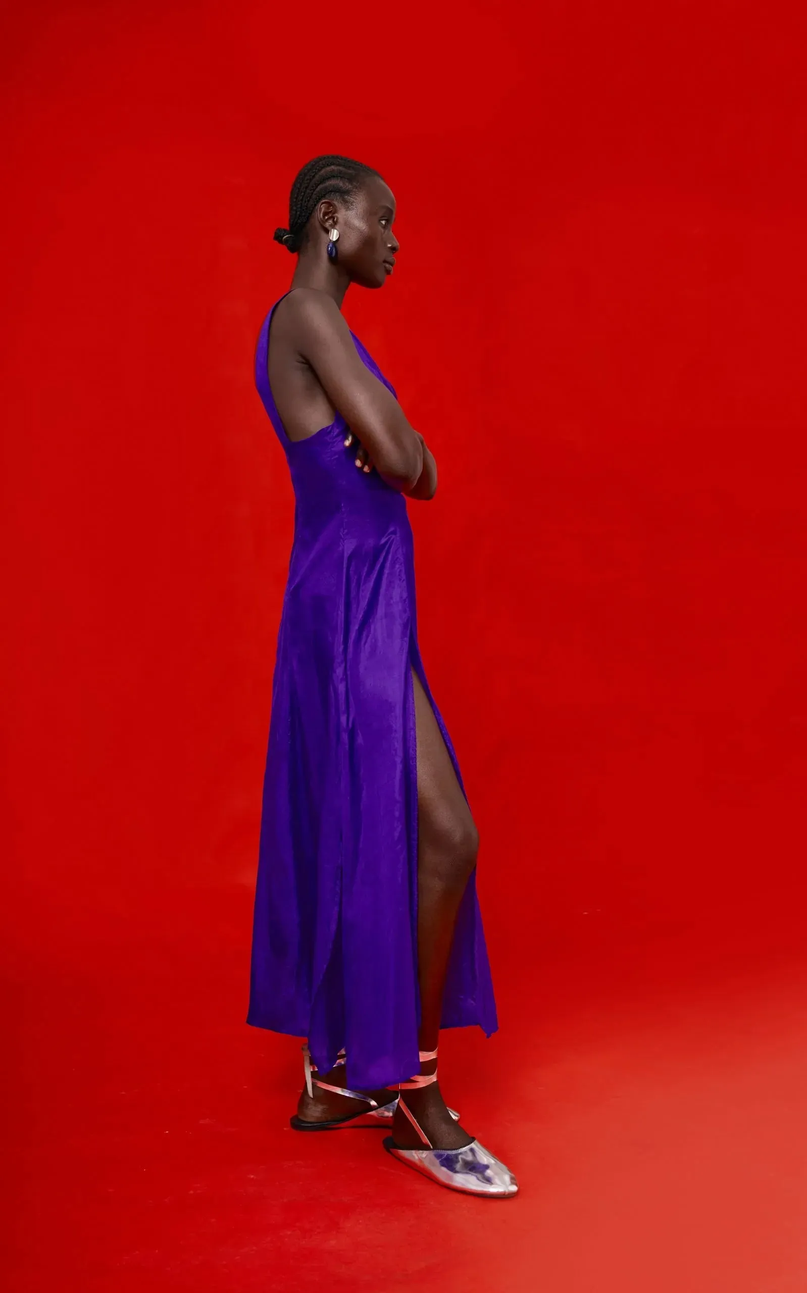 Abiola Olusola TWO SLITS ON THE SIDES AND FRONT LIGHTWEIGHT RIBAYI DRESS