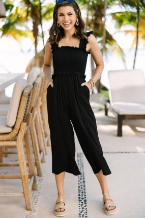 All For You Black Smocked Jumpsuit