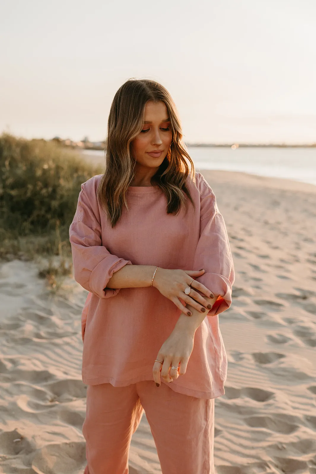 Allegra Linen Top in Old Rose