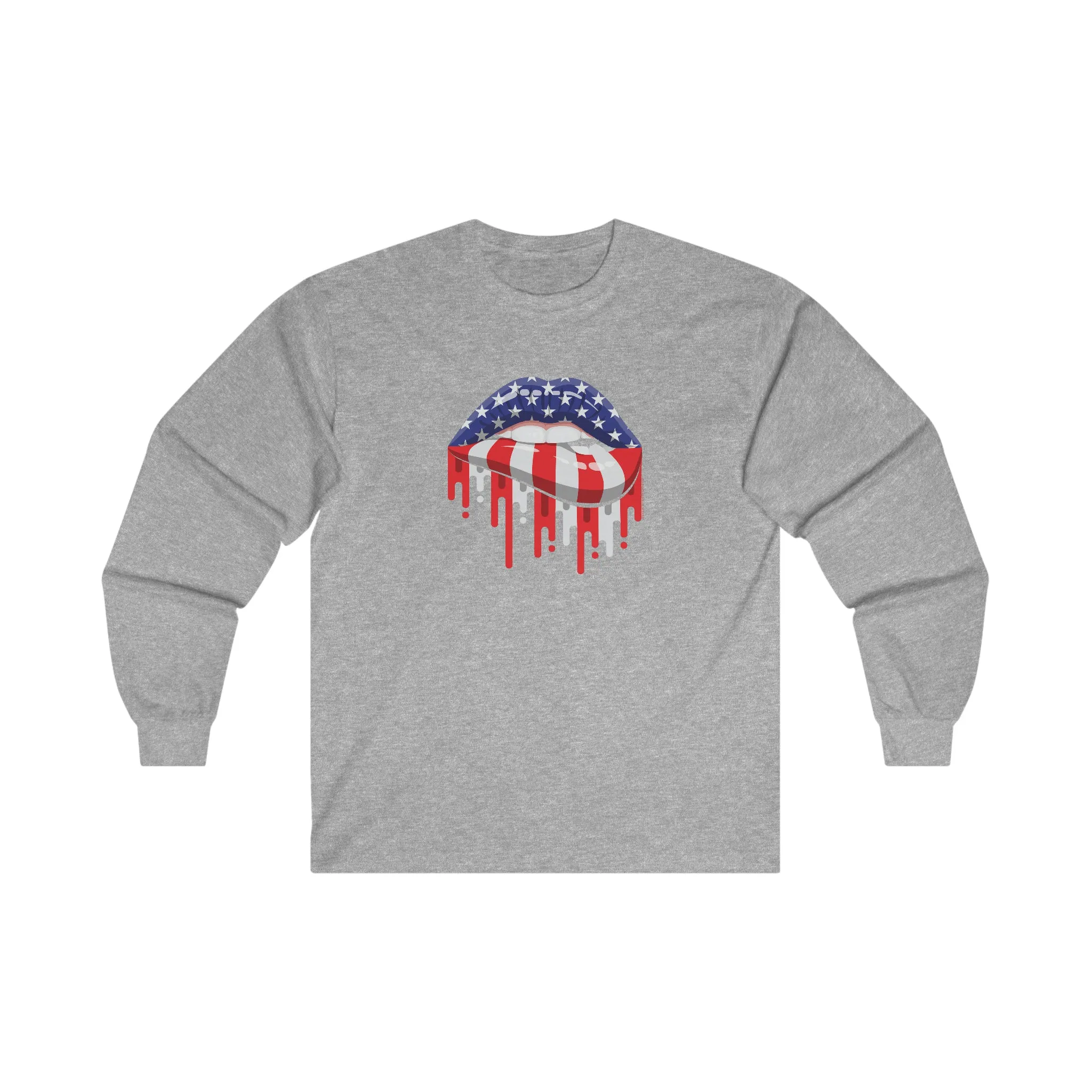 American Flag Lips Long Sleeve Tee