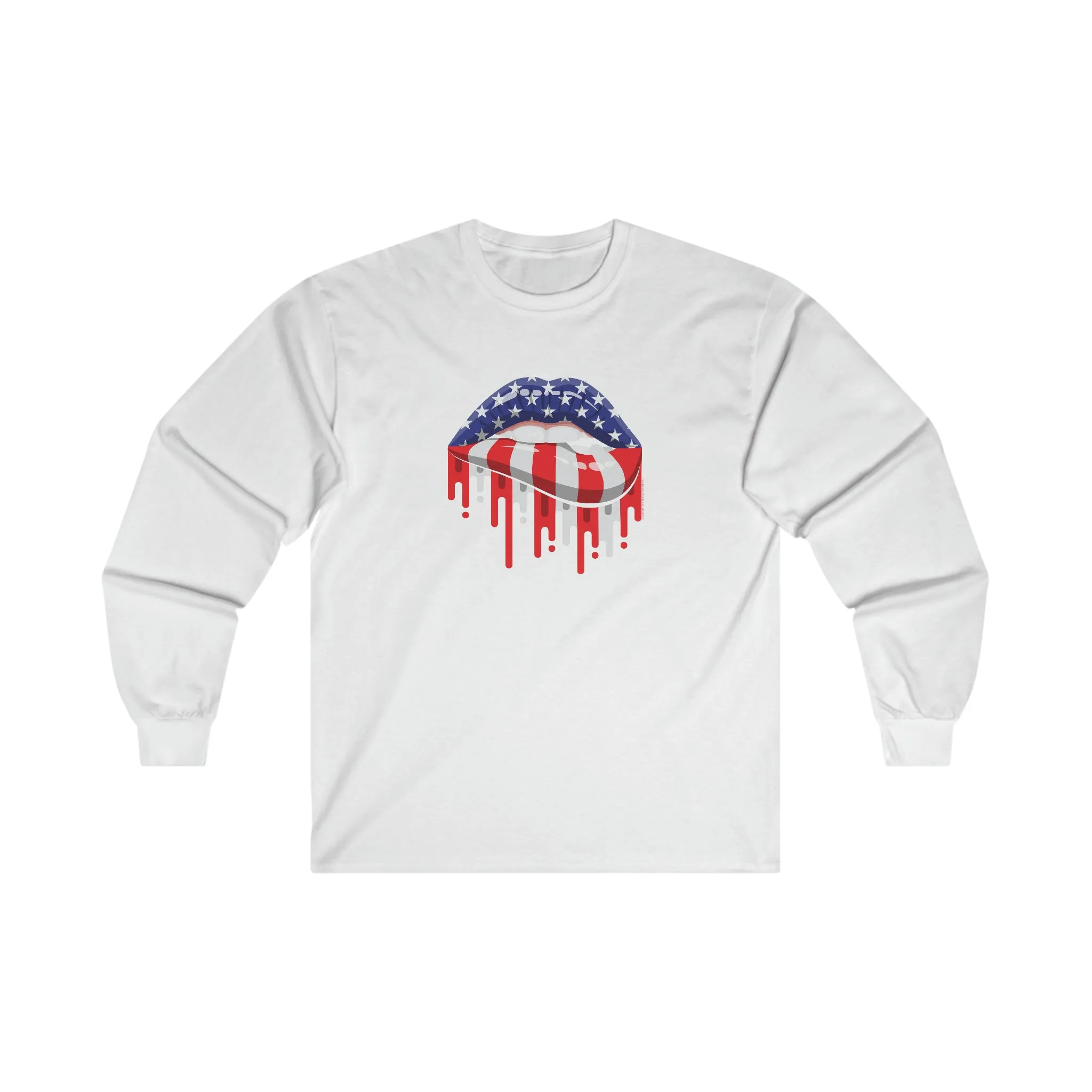 American Flag Lips Long Sleeve Tee