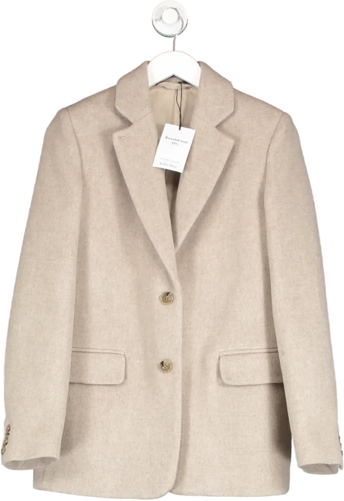 & Other Stories Beige Oversized Wool Blazer UK 4