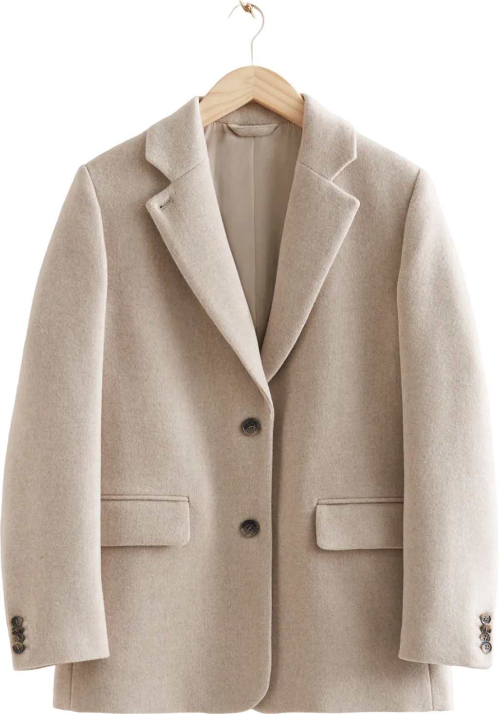 & Other Stories Beige Oversized Wool Blazer UK 4