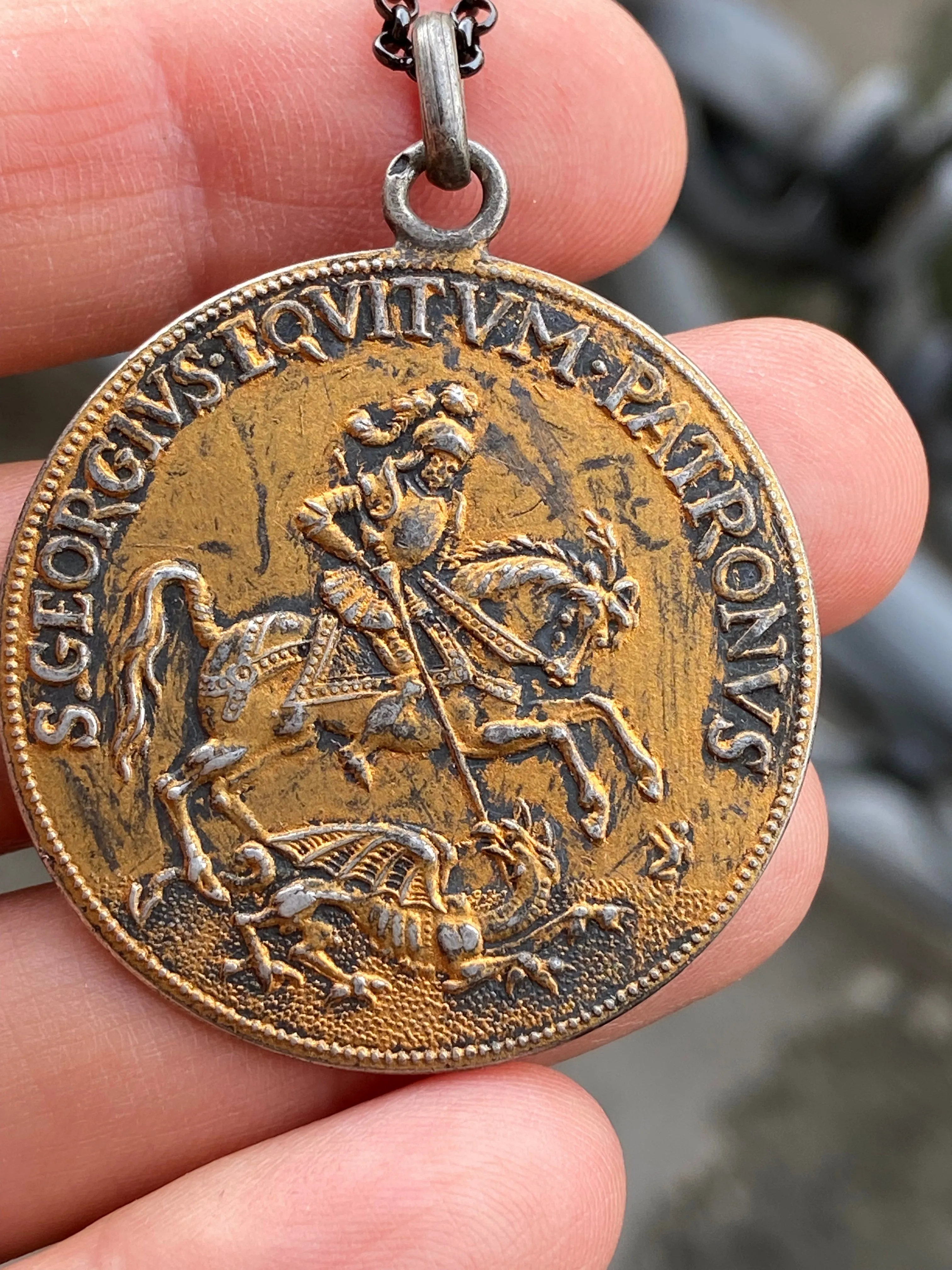 Antique French Saint George Medal Pendant