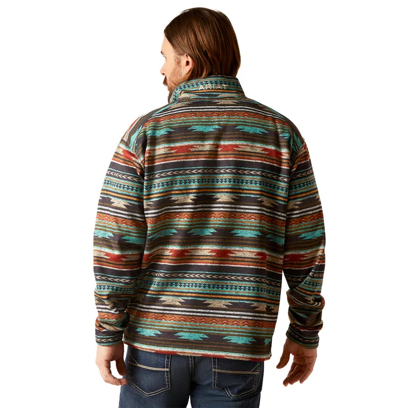 'Ariat' Men's Caldwell 1/4 Zip Pullover Sweater - Biscay Bay Serape