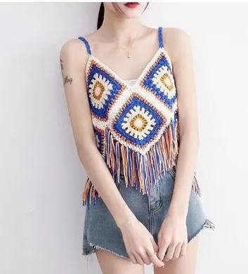 AshoreShop Tropical Islander Crochet Sexy Swim Top