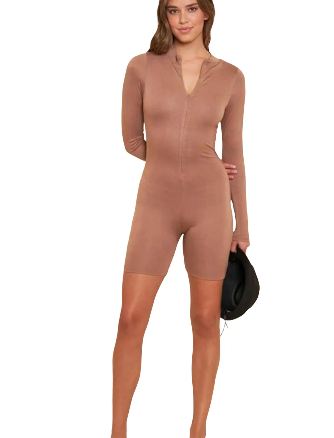 Aubrey Omori Brown Long Sleeve Jumpsuit