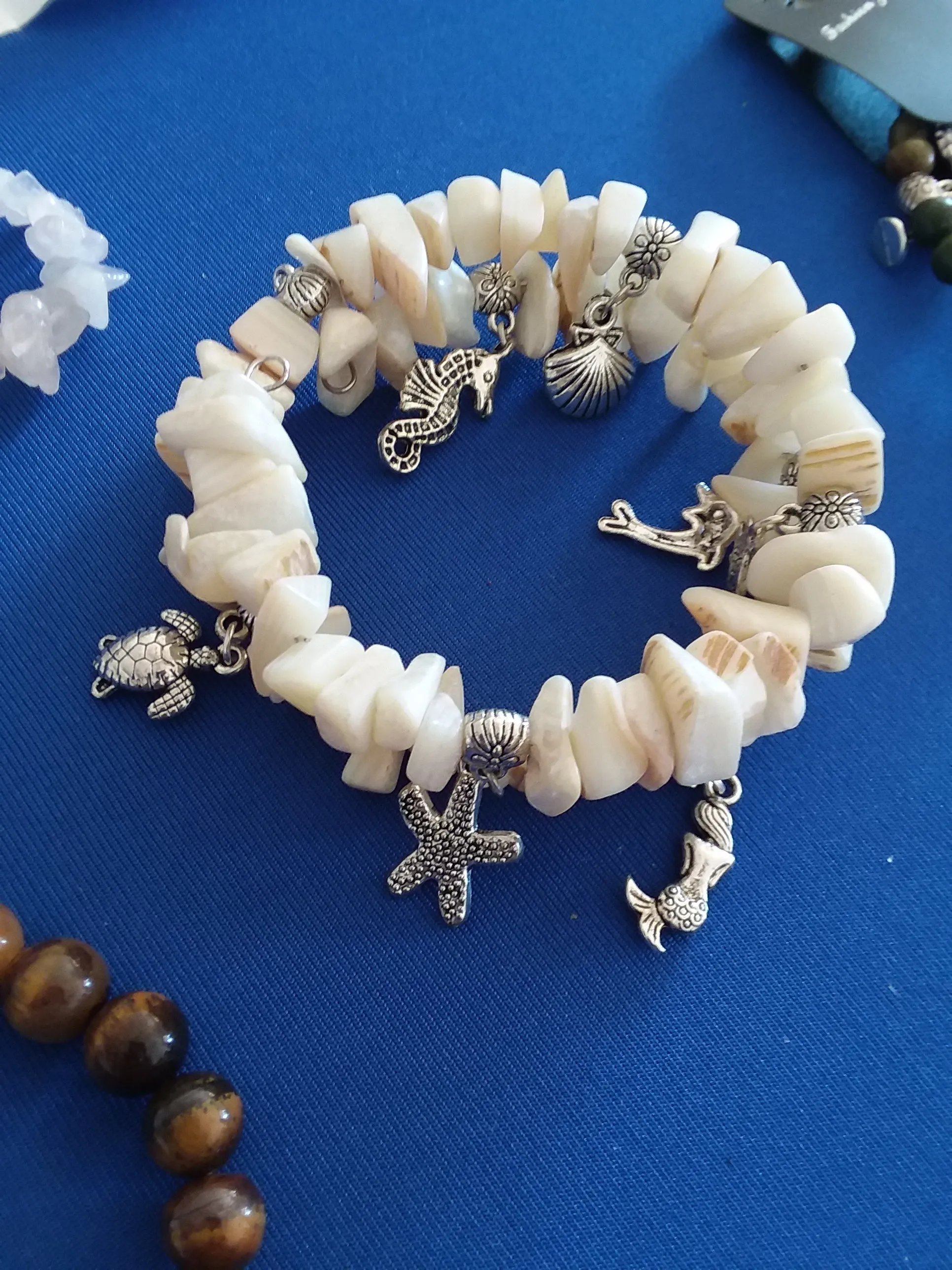 AVBeads Shell Beaded Charm Bracelet Beach Jewelry 2Layer Wrap