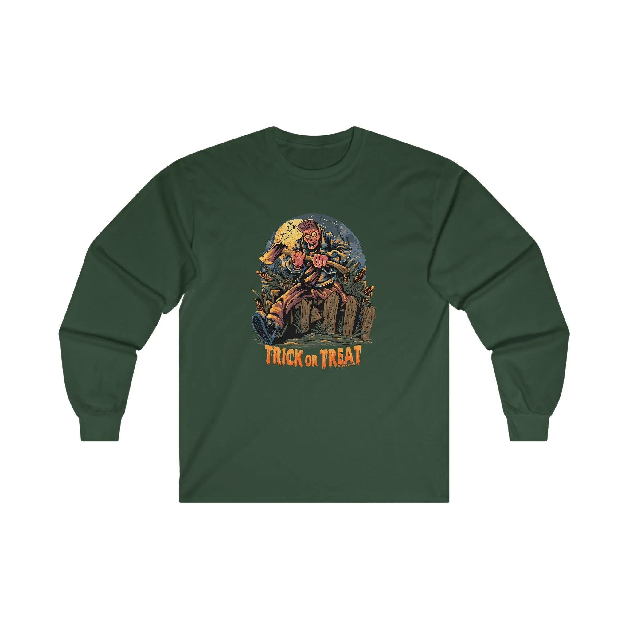 Axe Wielding Zombie Trick or Treat Long Sleeve Tee