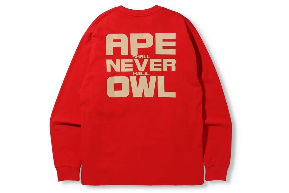 BAPE X OVO LONG SLEEVE RED