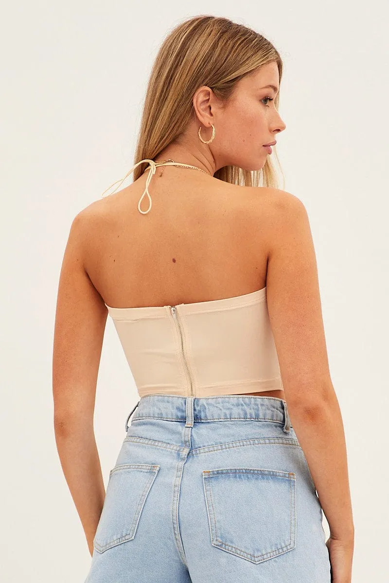 Beige Corset Style Crop Top