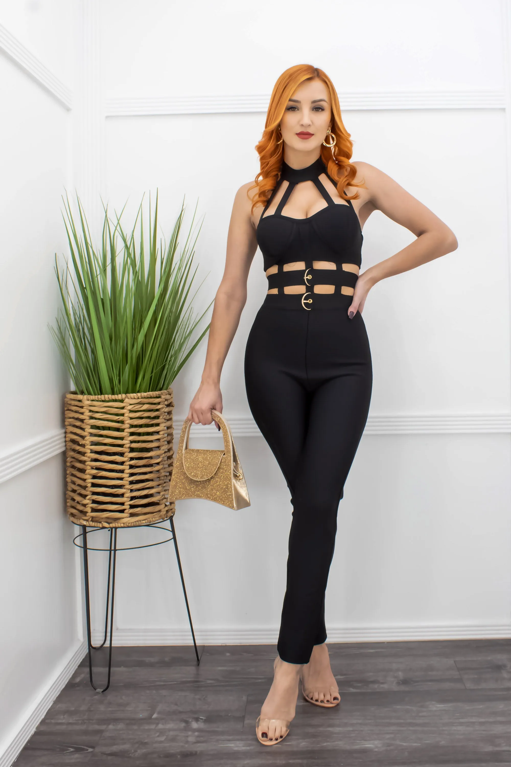 Black Bandage Sleeveless Jumpsuit