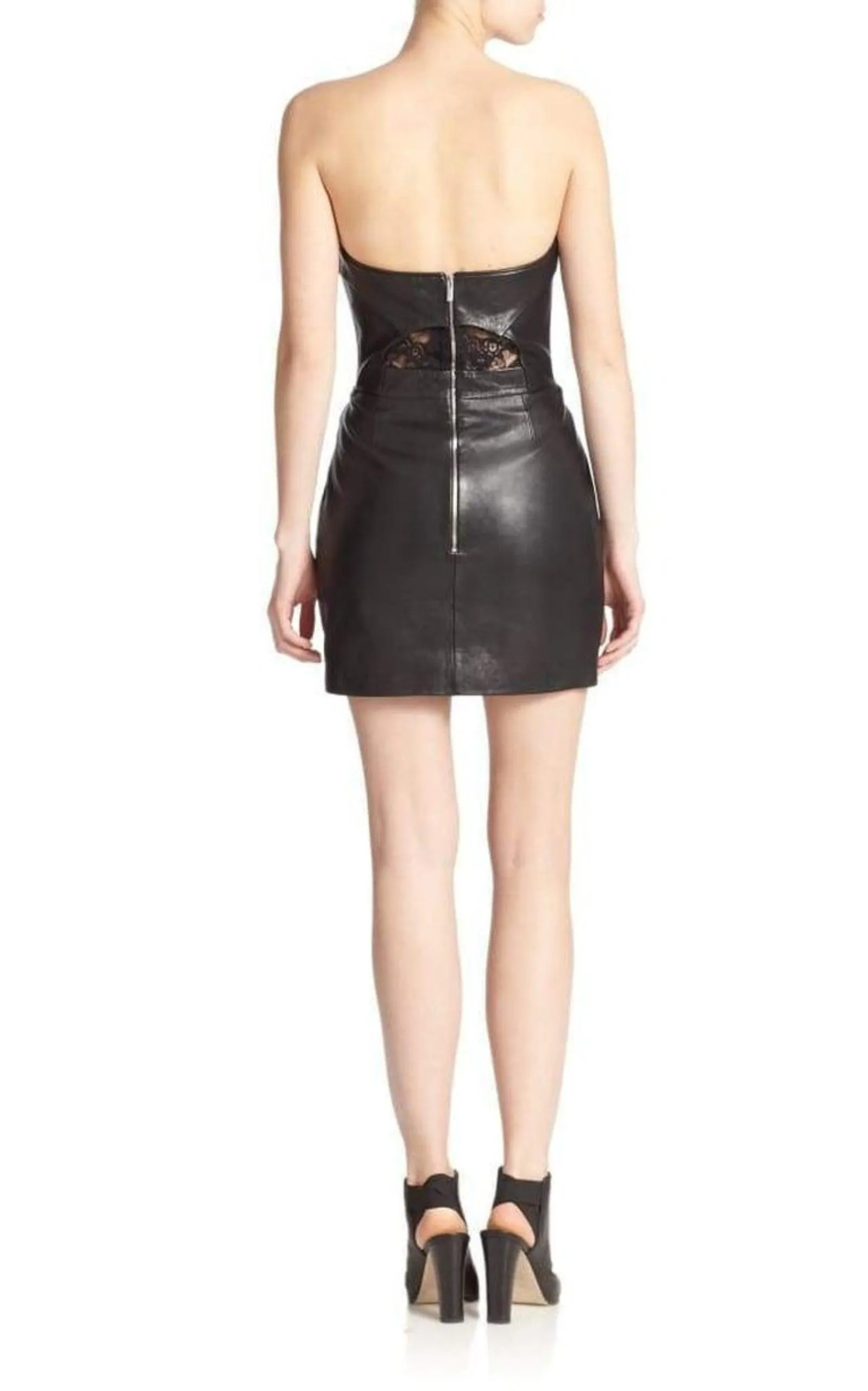 Black Leather Strapless Dress