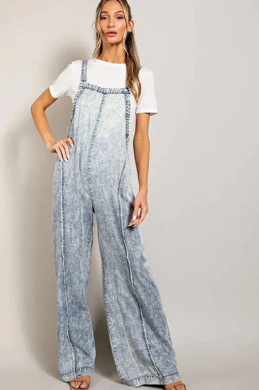 Blissful Washed Tie Dye Tercel Jumpsuit