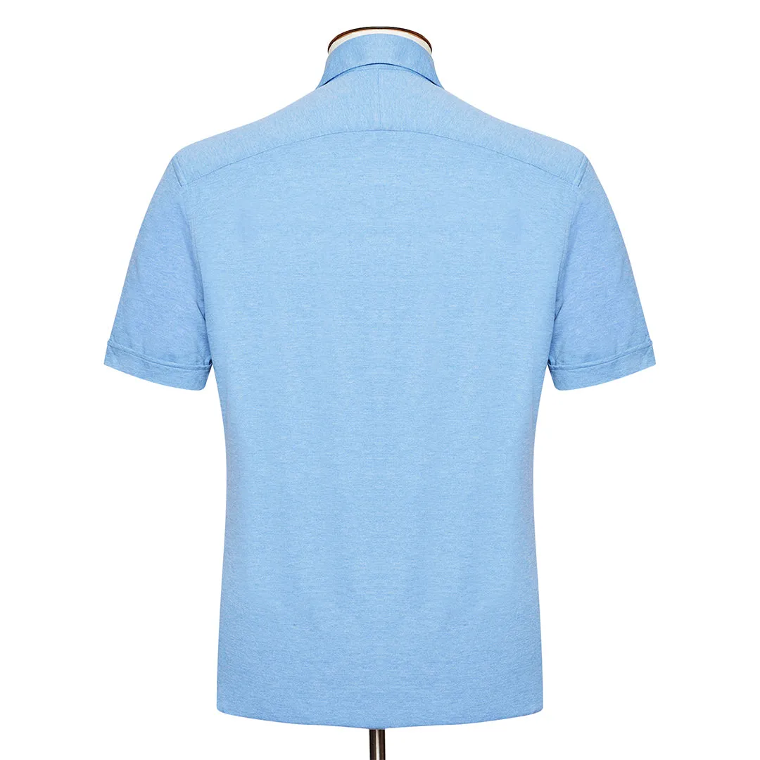 Blue Melange Cutaway Collar Polo Shirt