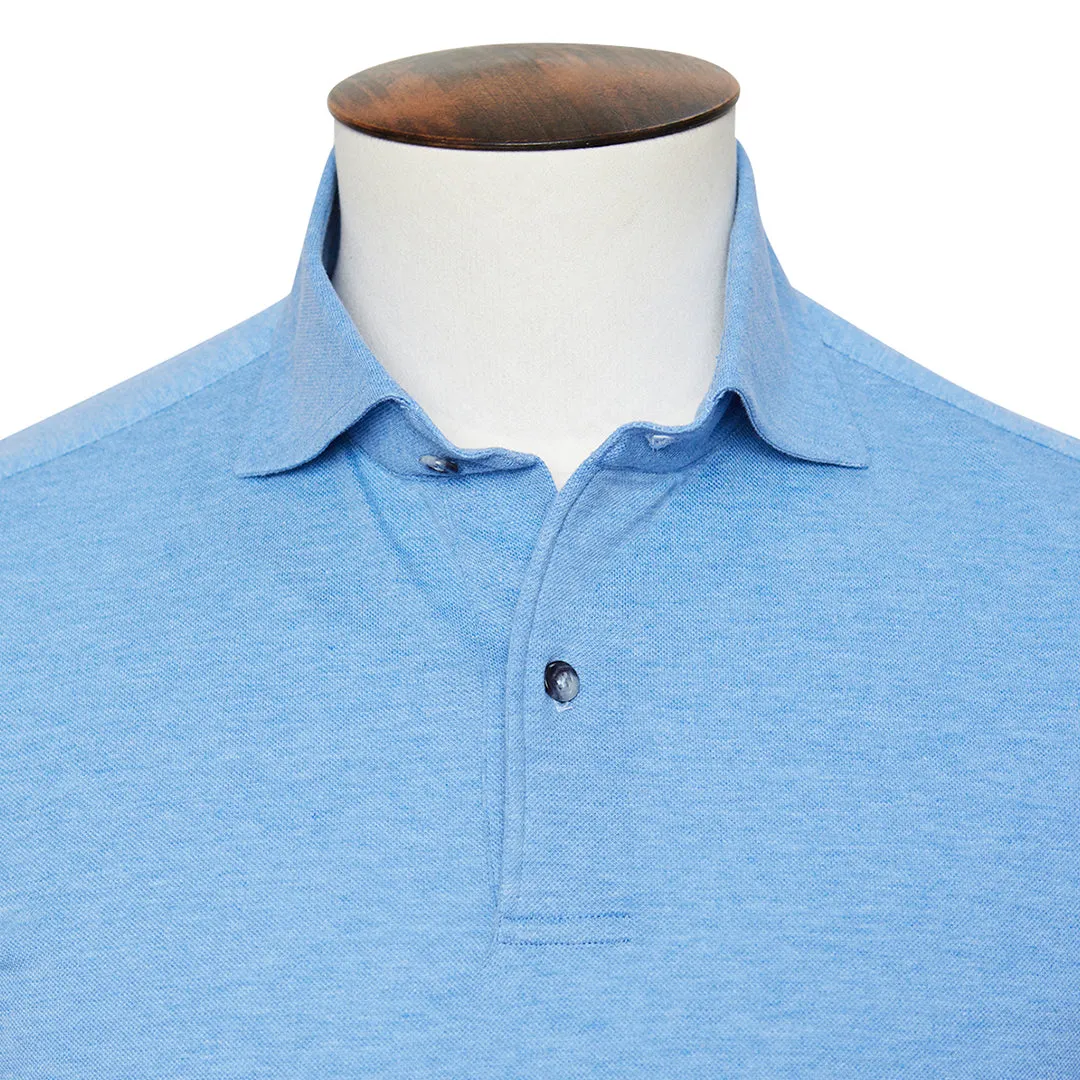 Blue Melange Cutaway Collar Polo Shirt