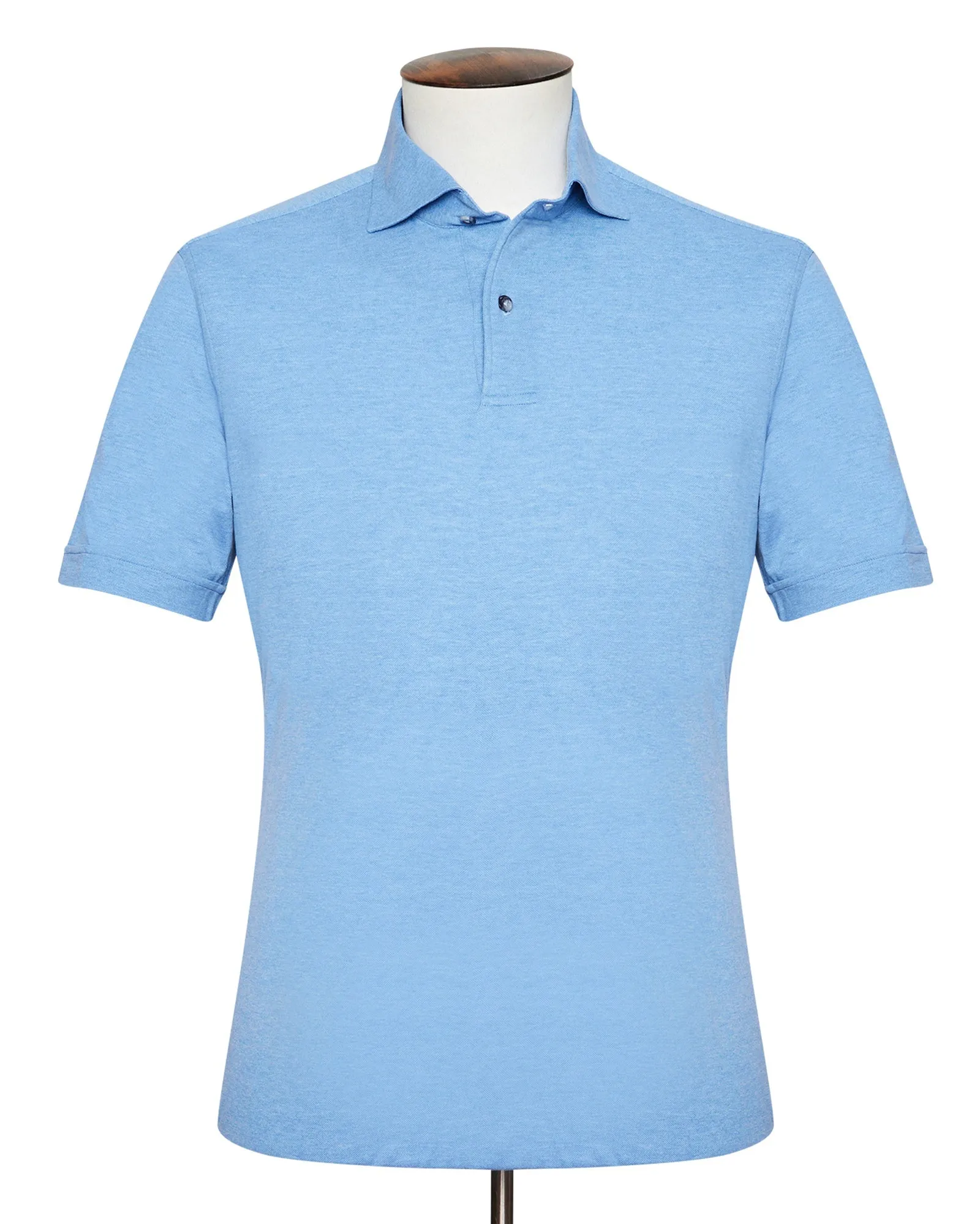 Blue Melange Cutaway Collar Polo Shirt