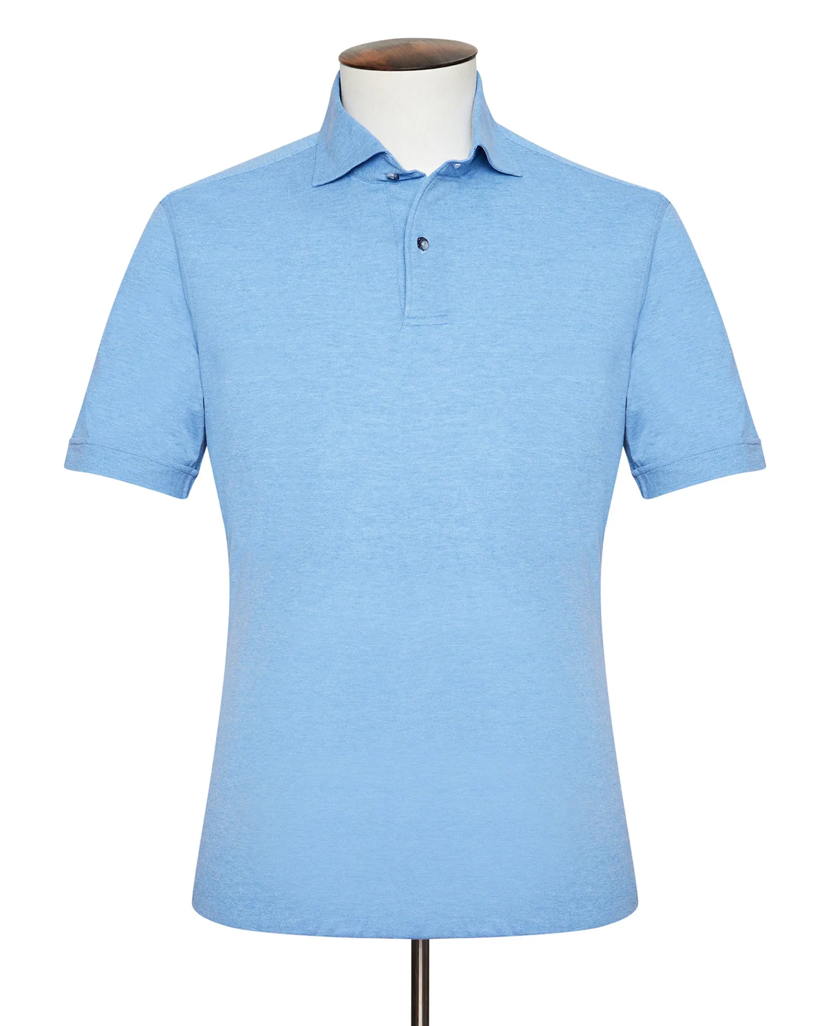 Blue Melange Cutaway Collar Polo Shirt