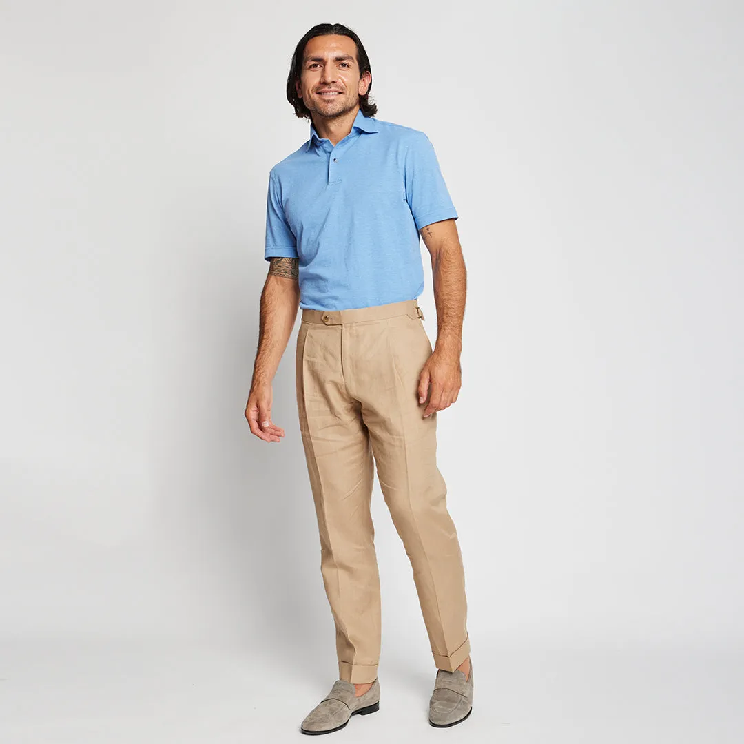 Blue Melange Cutaway Collar Polo Shirt