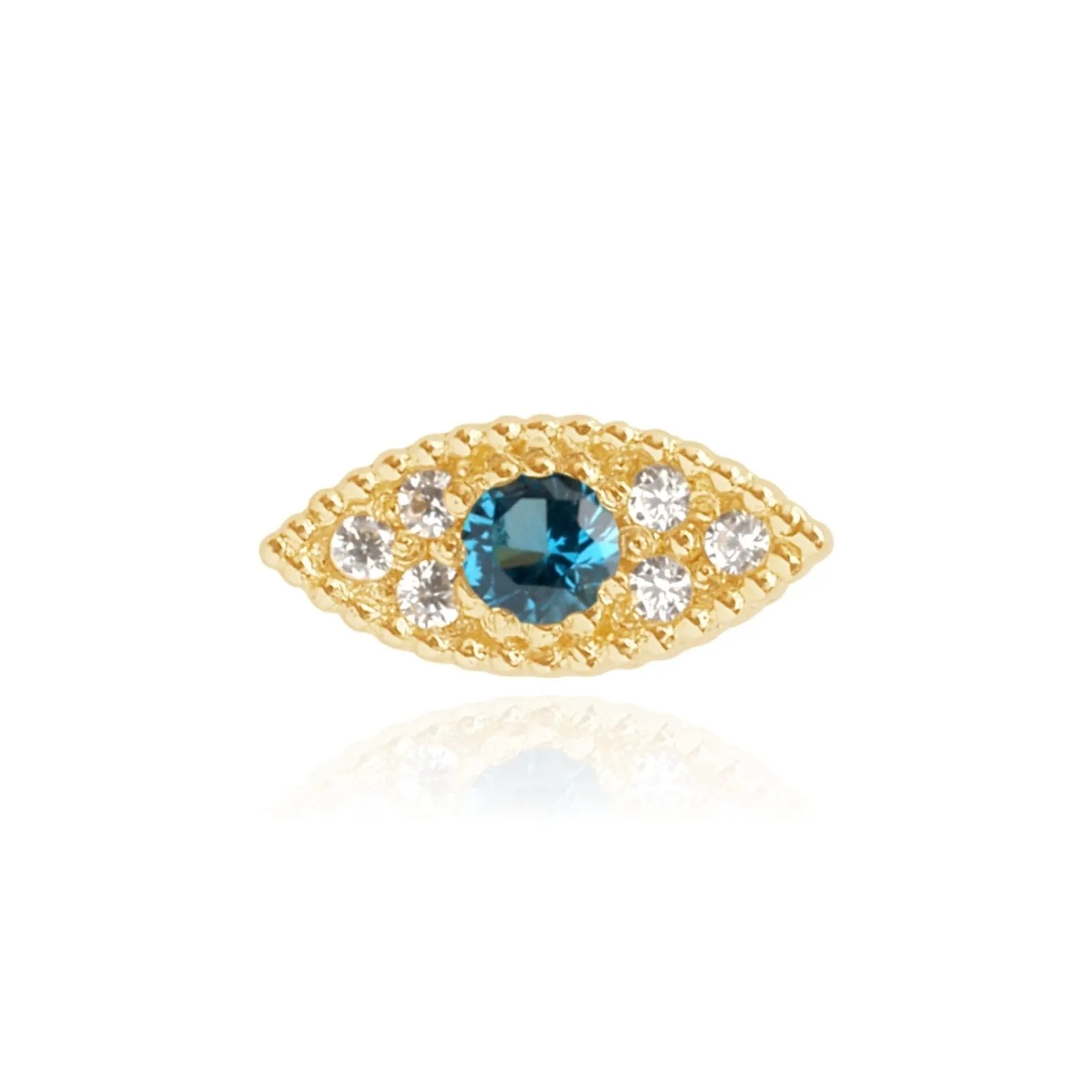 Blue Topaz Evil Eye Flat Back Stud