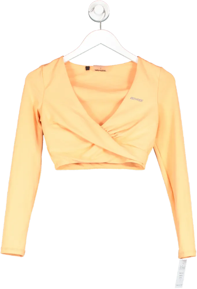 Bo   Tee Orange Long Sleeve Crop Top UK S