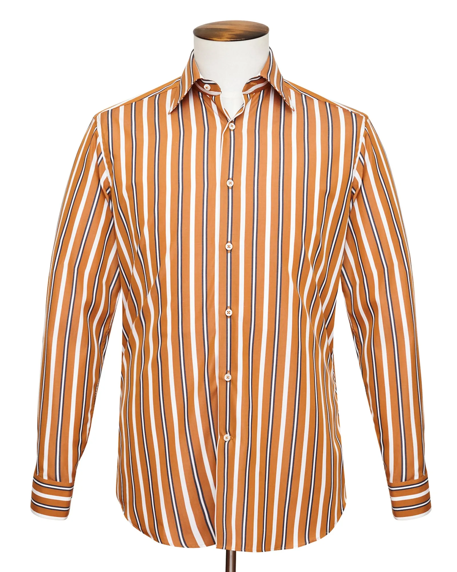 Burnt Orange Track Stripe Point Collar Shirt