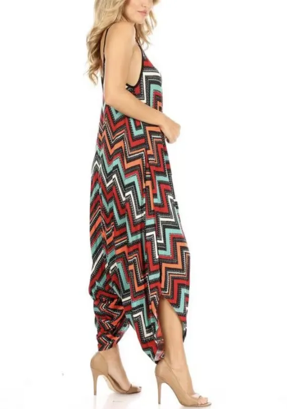 CASUAL WOMEN JUMPSUIT PRINTED V NECK