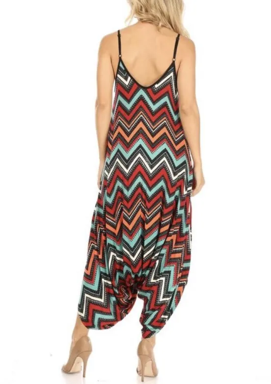 CASUAL WOMEN JUMPSUIT PRINTED V NECK