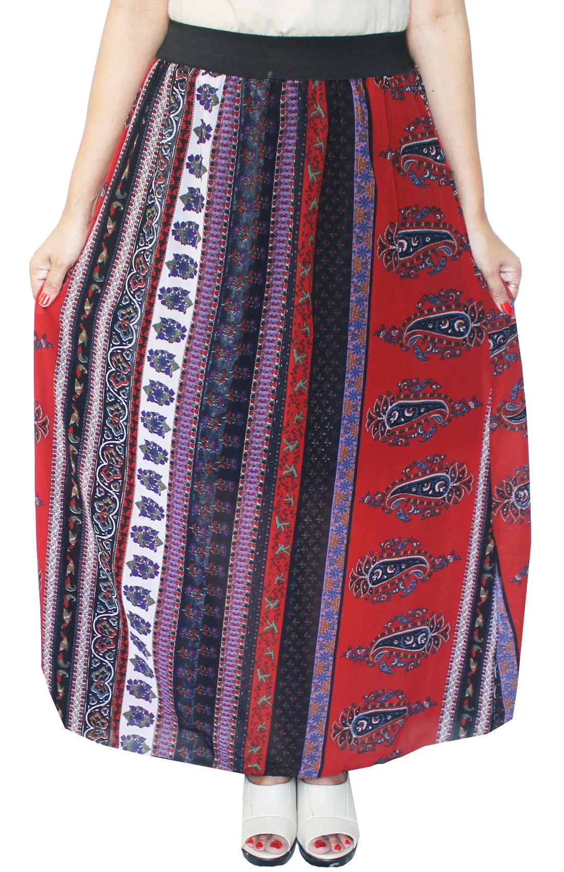 Chiffon Printed Long  Skirt Womens Indian Clothing (Multicolored)