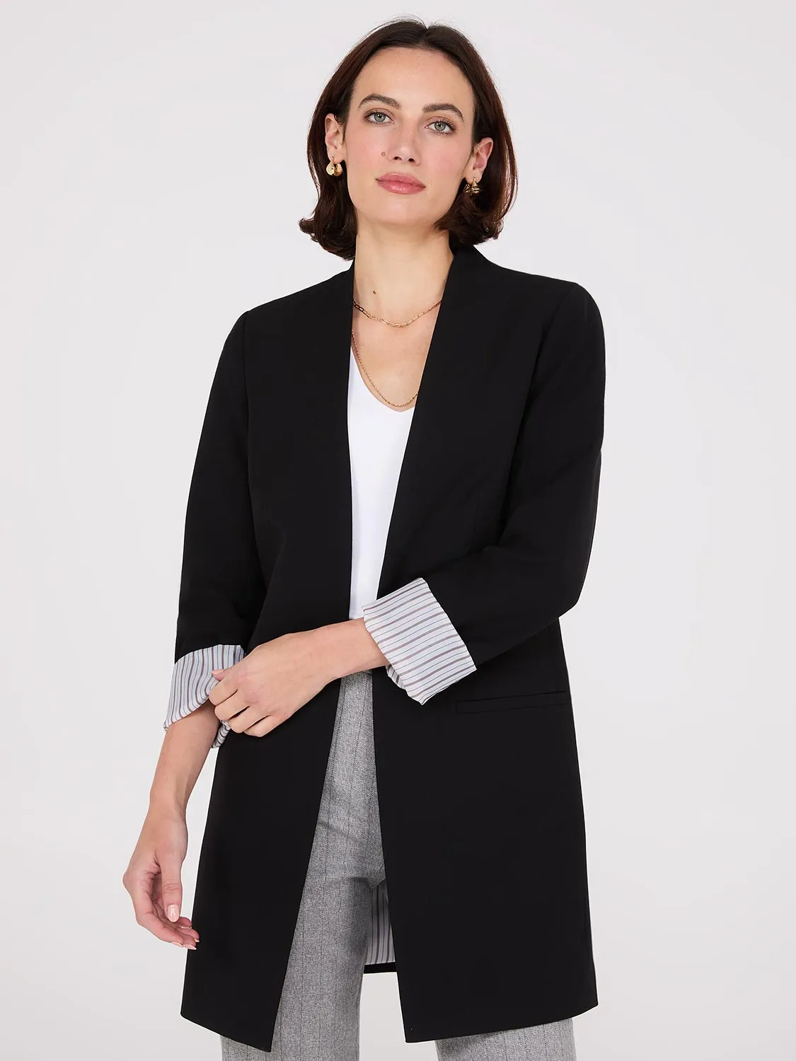 Collarless Open Blazer