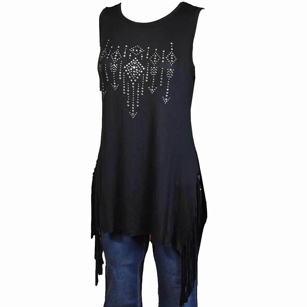 Cowgirl Hardware Women's Arrow Rhinestone Fringe Tank Top