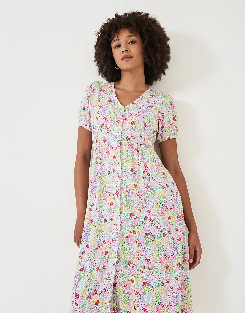 Crew Clothing - Kiki Jersey Dress - Floral Jade