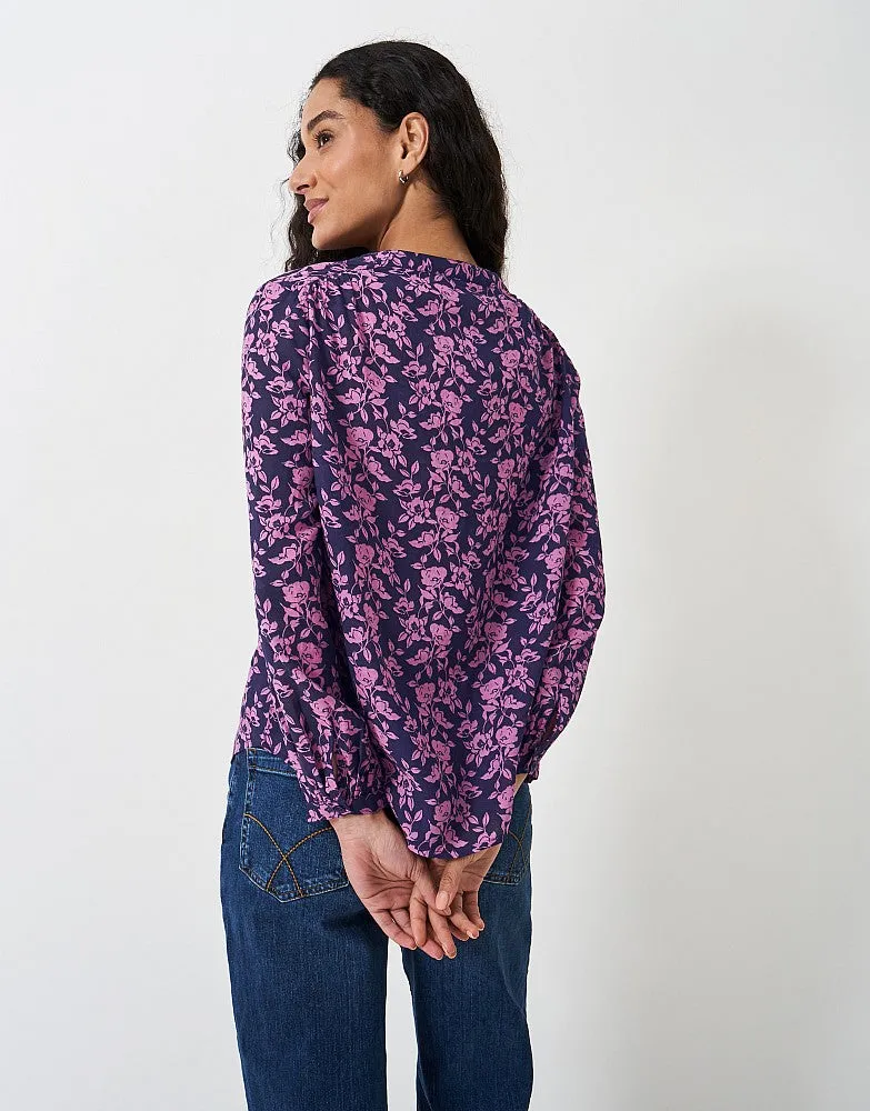 Crew Clothing - Lyla Button Through Blouse - Navy Pink Floral