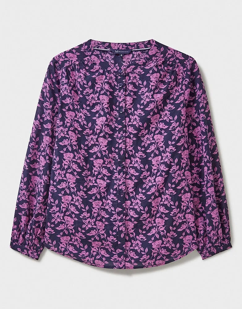 Crew Clothing - Lyla Button Through Blouse - Navy Pink Floral