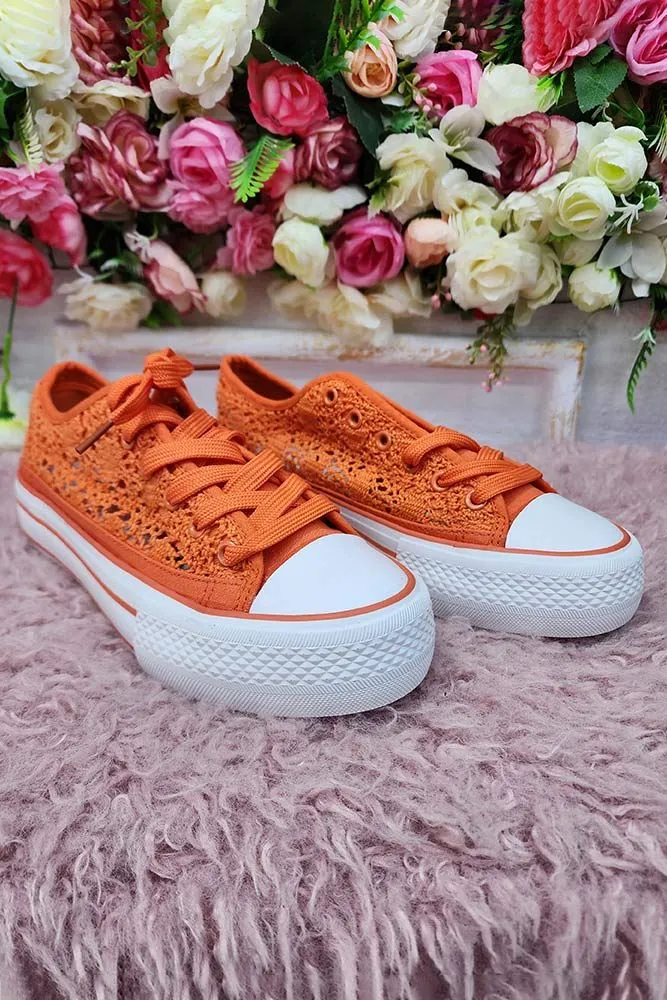 Crochet Pattern Lace Up Platform Sneakers