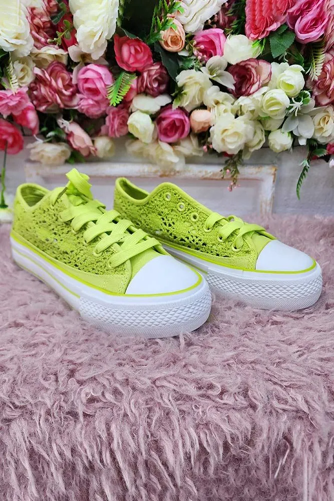 Crochet Pattern Lace Up Platform Sneakers