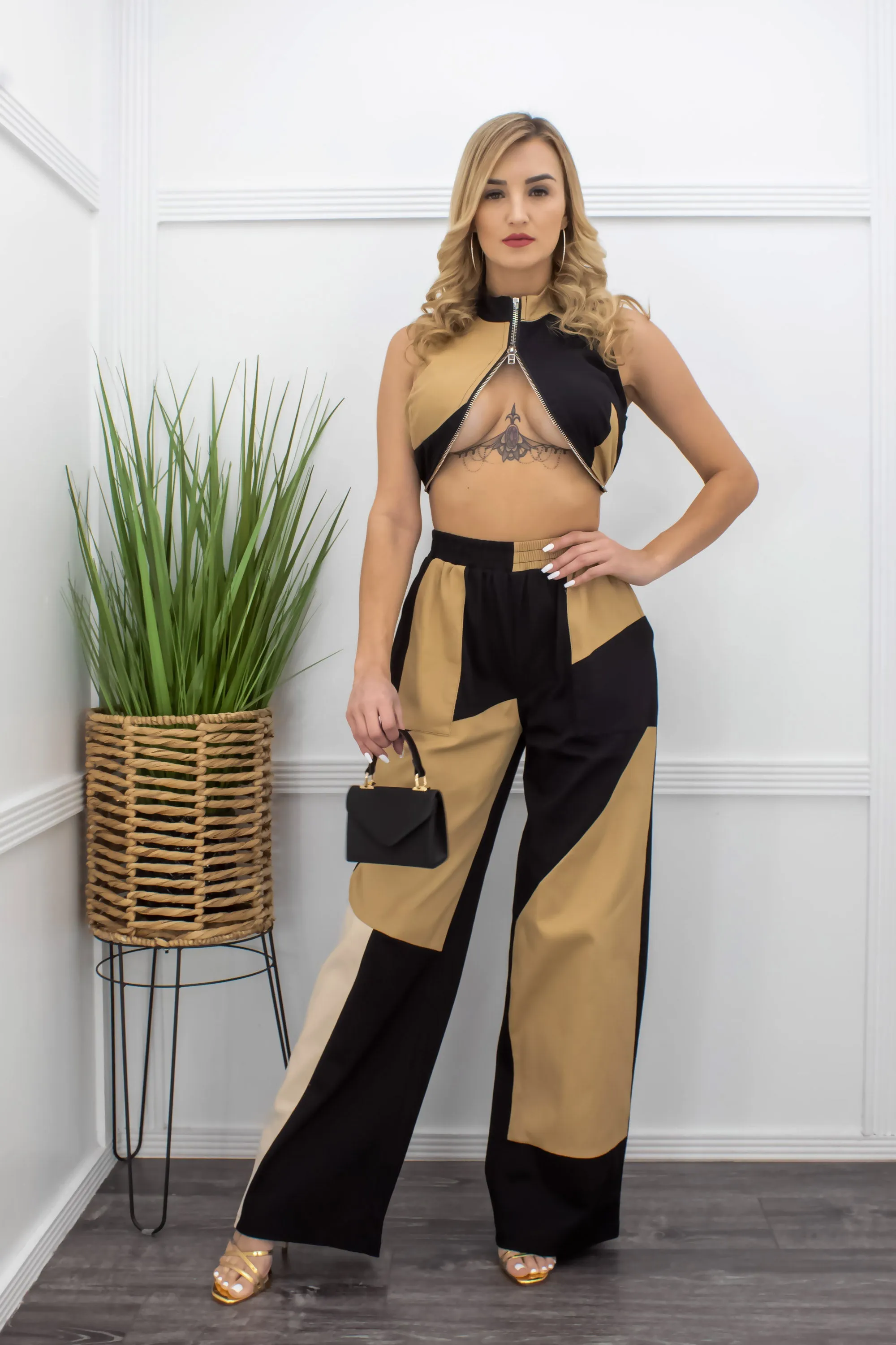 Crop Top With Matching Pant Set