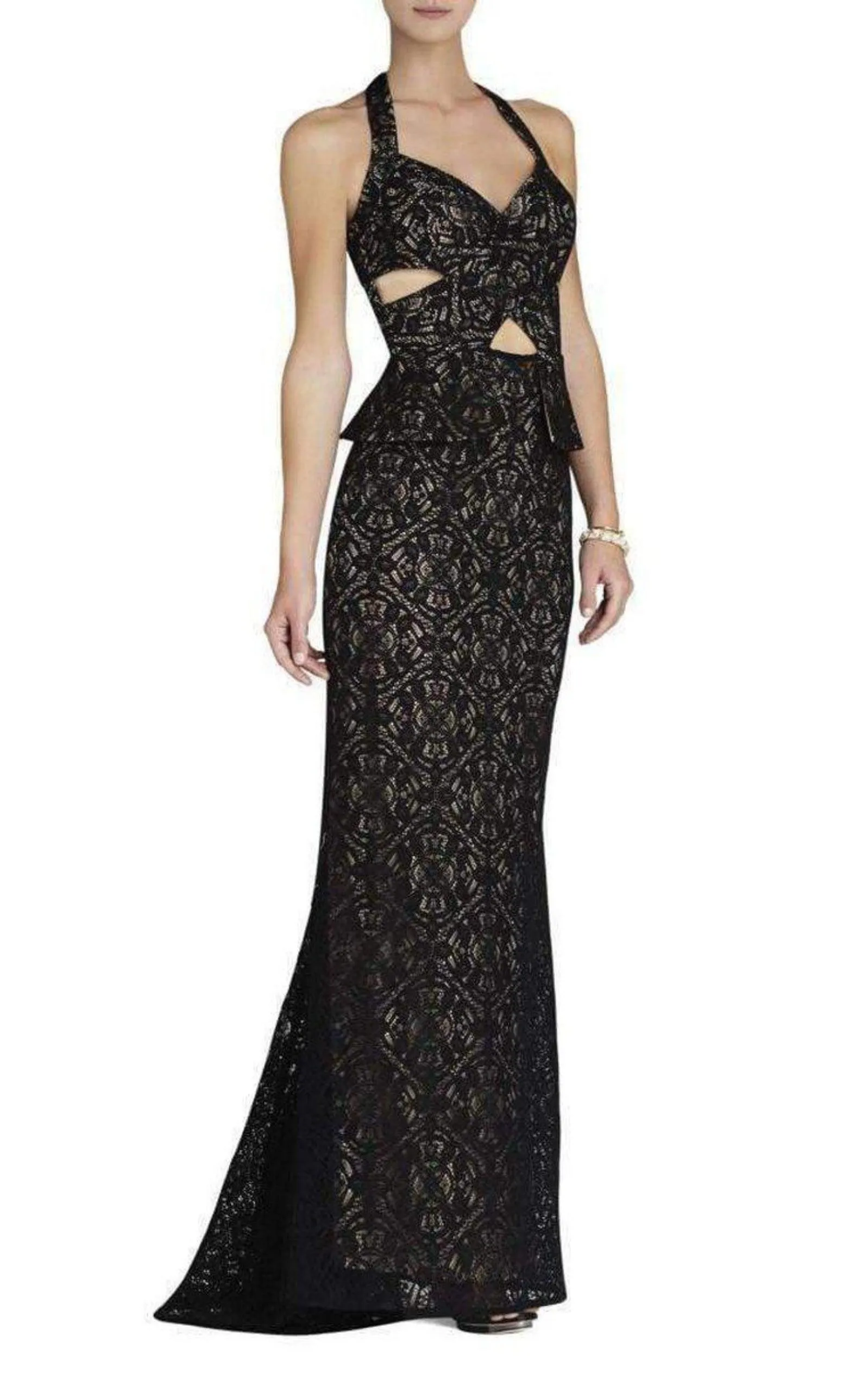 Daga Cutout Halter Black Gown Dress