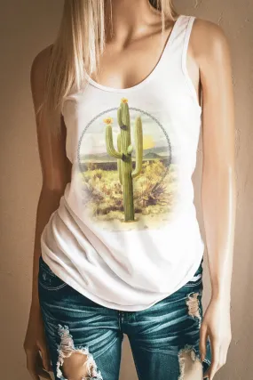 Desert Wanderer White Racerback Tank Top