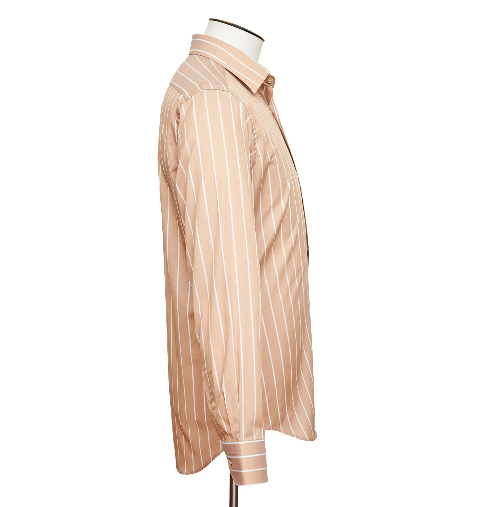 Ecru Wide Pinstripe Point Collar Shirt