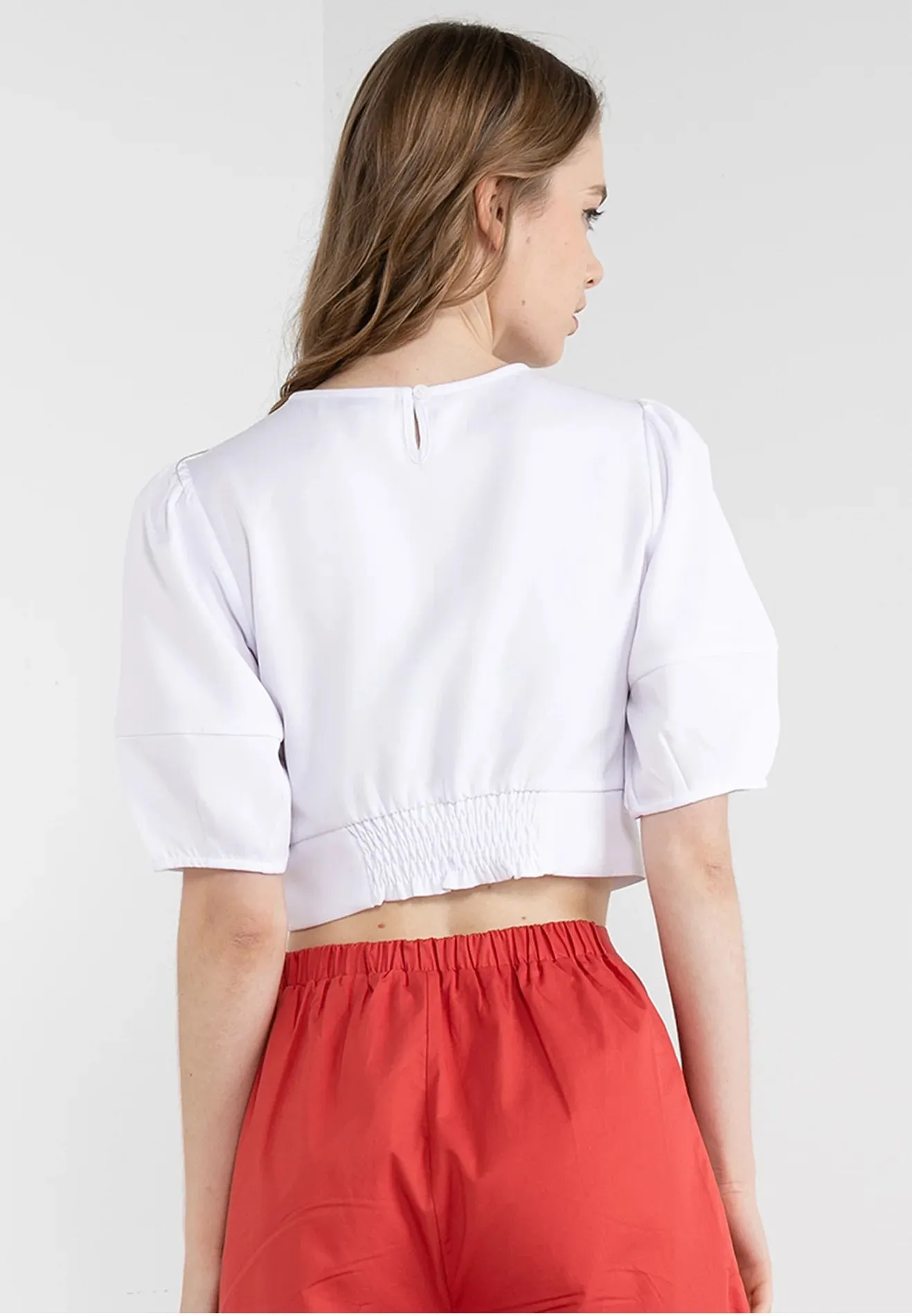 ELLE Apparel Puffy Sleeves Boxy Cropped Top