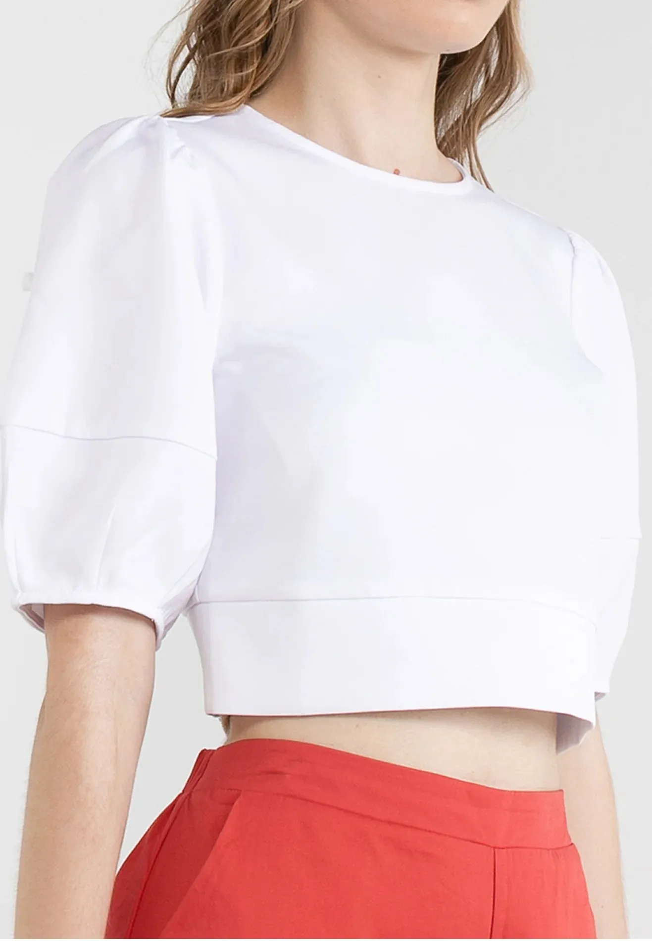 ELLE Apparel Puffy Sleeves Boxy Cropped Top