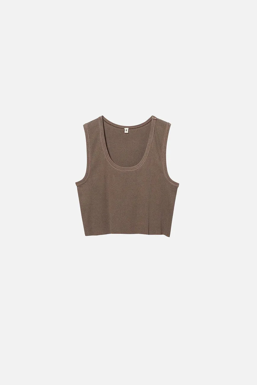 ELWOOD MALIBU CROP TANK AGED BROWN RIB