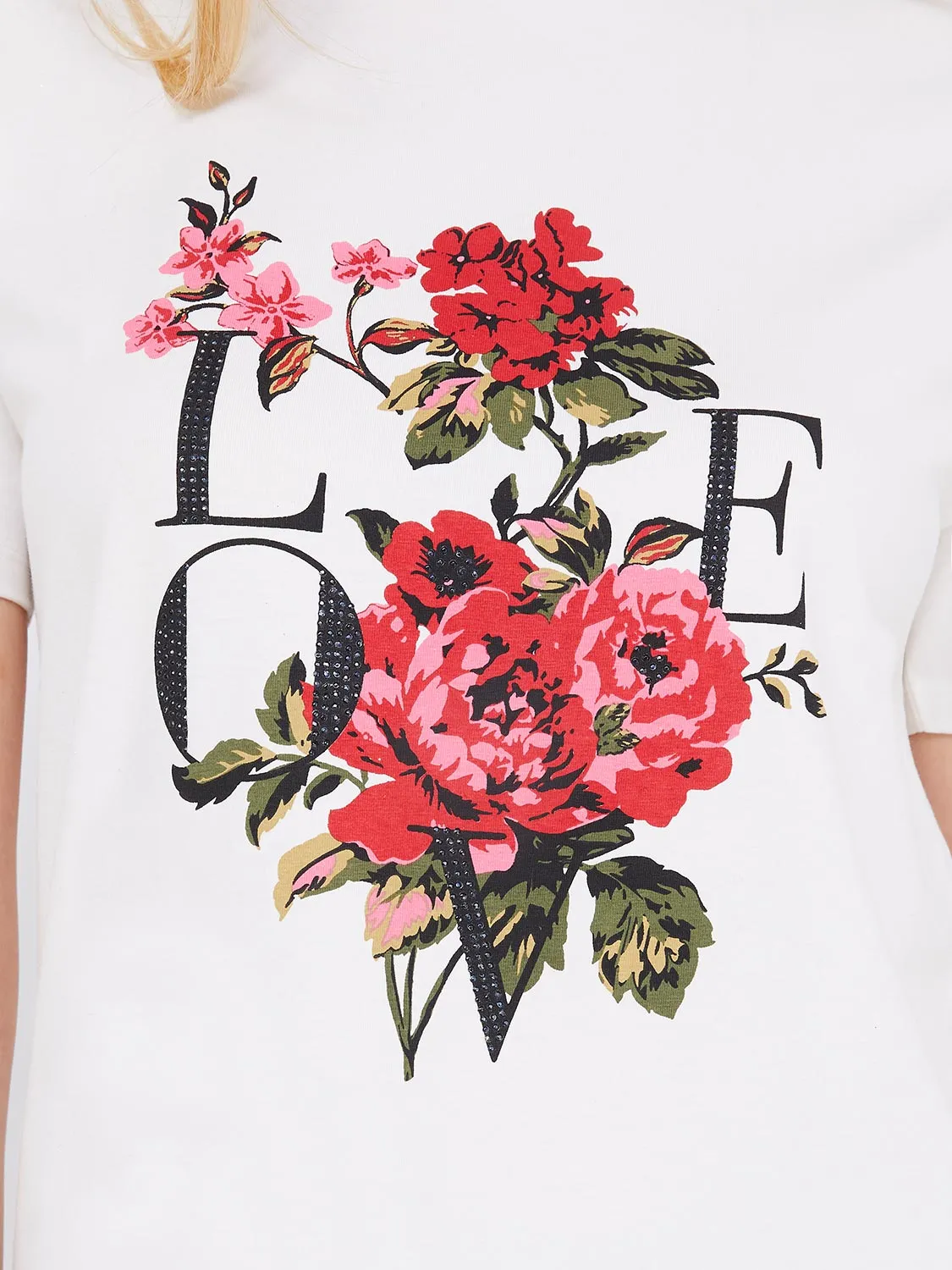 Embellished "Love" Graphic T-Shirt