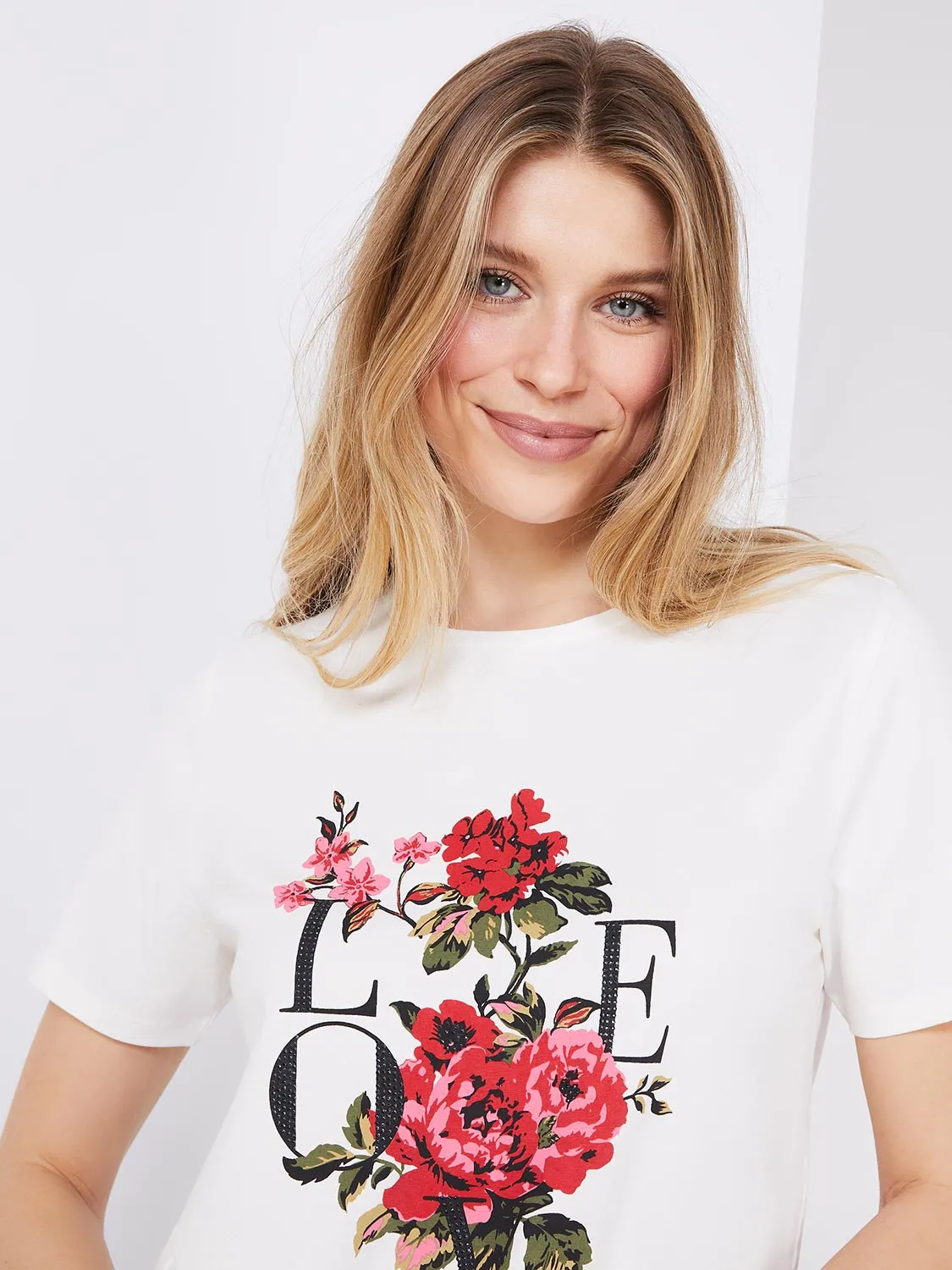 Embellished "Love" Graphic T-Shirt